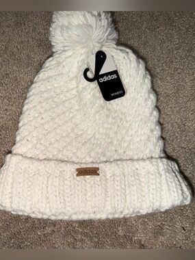 adidas Women's Off-White Knit Pom Beanie